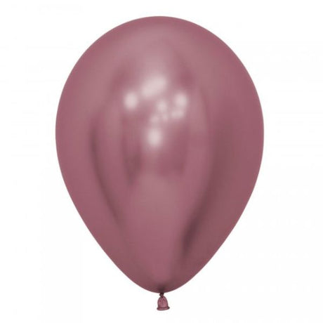 Pack of 50 Sempertex 12cm metallic reflex pink latex balloons, perfect for festive décor and celebrations.