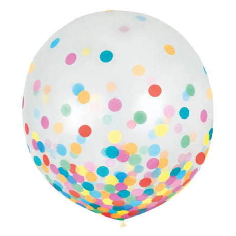 Pack of 2 vibrant 60cm blue and silver confetti latex balloons, perfect for elevating celebrations and events.