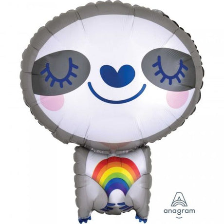 45cm XL Sloth balloon with rainbow accents, perfect for celebrations and vibrant decor.