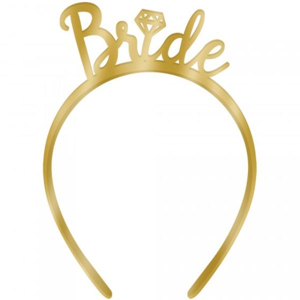 Stunning metal headband with 'Bride' lettering, perfect for bachelorette parties and bridal celebrations.