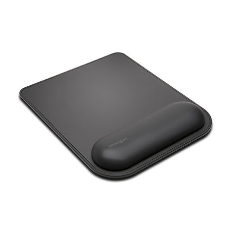 Kensington Ergosoft Mousepad in black with gel-cushioned padding, promoting wrist comfort and optimal tracking for mice.