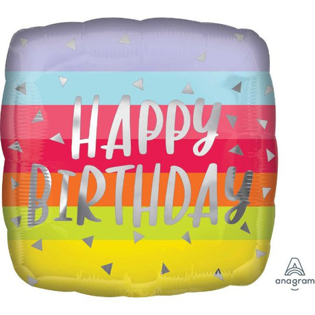 Bright and bold 45cm Happy Birthday foil balloon, perfect for festive party decor and celebrations.