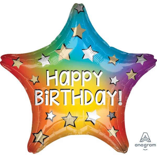 45cm XL Rainbow Star foil balloon with vibrant colors, perfect for birthday celebrations and festive decorations.