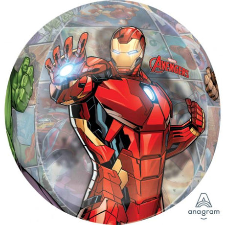 Orbz XL Avengers balloon featuring iconic heroes, perfect for parties and celebrations.