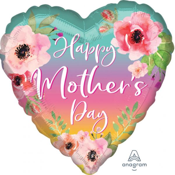 Jumbo HX Happy Mother's Day balloon featuring vibrant florals and ombre design, perfect for celebrating motherhood.