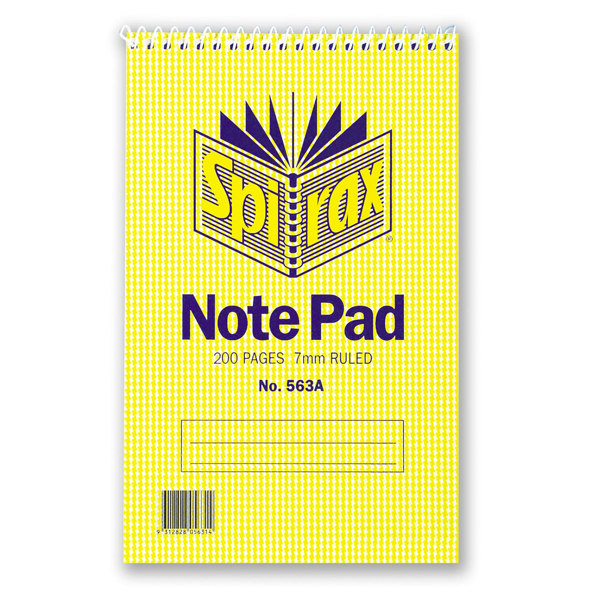 SPIRAX 563A top-opening notebook, 200x127mm, 200 pages, 8mm ruled, durable covers, ideal for organization and note-taking.