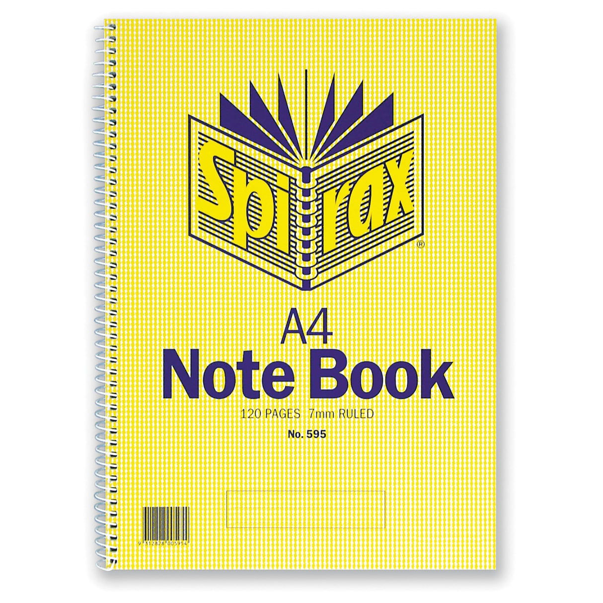 A4 Spirax 595 side-opening notebook with 120 ruled pages, sturdy covers, and a useful bonus calendar.