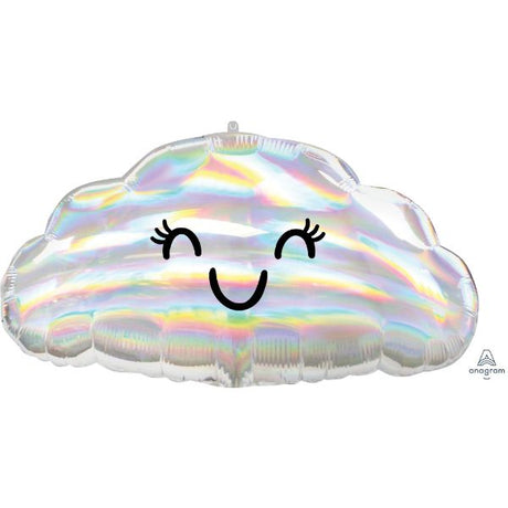 Iridescent cloud-shaped balloon with a magical finish, perfect for celebrations and events.