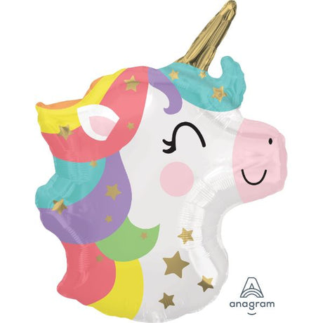 XL Baby Unicorn Head Balloon in vibrant colors, perfect for unicorn-themed parties and celebrations.