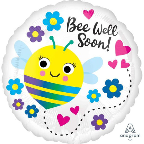 45cm Bee Well Soon balloon with vibrant colors and cheerful design, perfect for uplifting spirits during recovery.