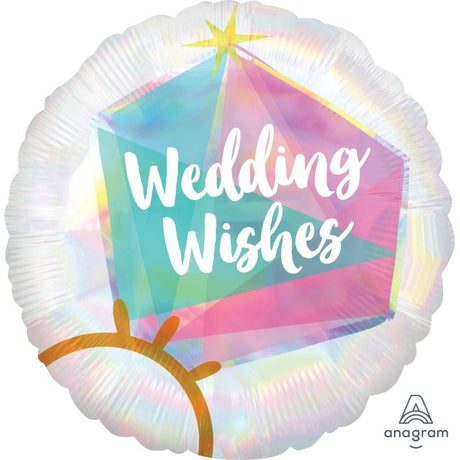 Iridescent holographic 45cm wedding ring, symbolizing love and unity with a magical, light-catching effect.