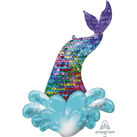 SuperShape mermaid balloon with a shimmering sequin tail, perfect for themed parties and celebrations.