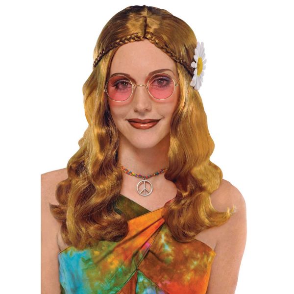 Colorful oversized sunglasses evoking 60s hippie style, perfect for retro-themed events and festivals.