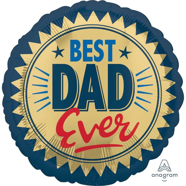 45cm gold foil balloon with 'Best Dad Ever' stamp, ideal for Father's Day and heartfelt celebrations.