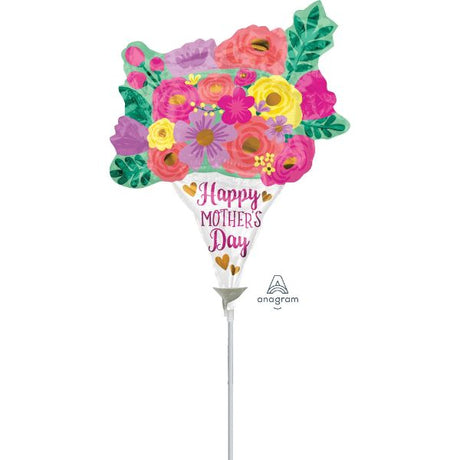 Mini shape foil balloon with floral design, perfect for Mother's Day celebrations and decorations.