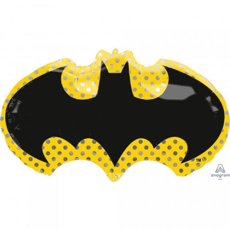 Supershape Batman Symbol foil balloon, 76cm x 43cm, vibrant design perfect for superhero-themed parties and events.