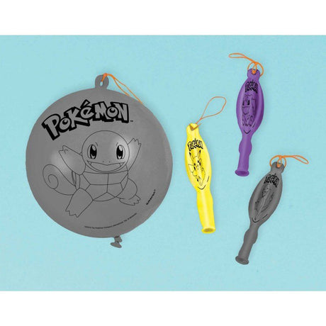 Pack of 4 vibrant Pokémon Classic Punch Balloons, 40CM, ideal for parties and fun activities, featuring beloved characters.