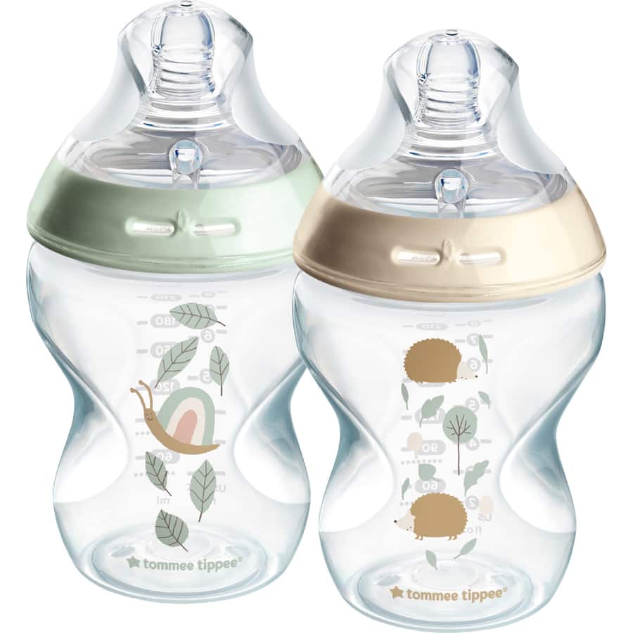 Tommee Tippee Natural Start Baby Bottle Decorated Pp Slow Flow 0m+ 2 pack 260mL