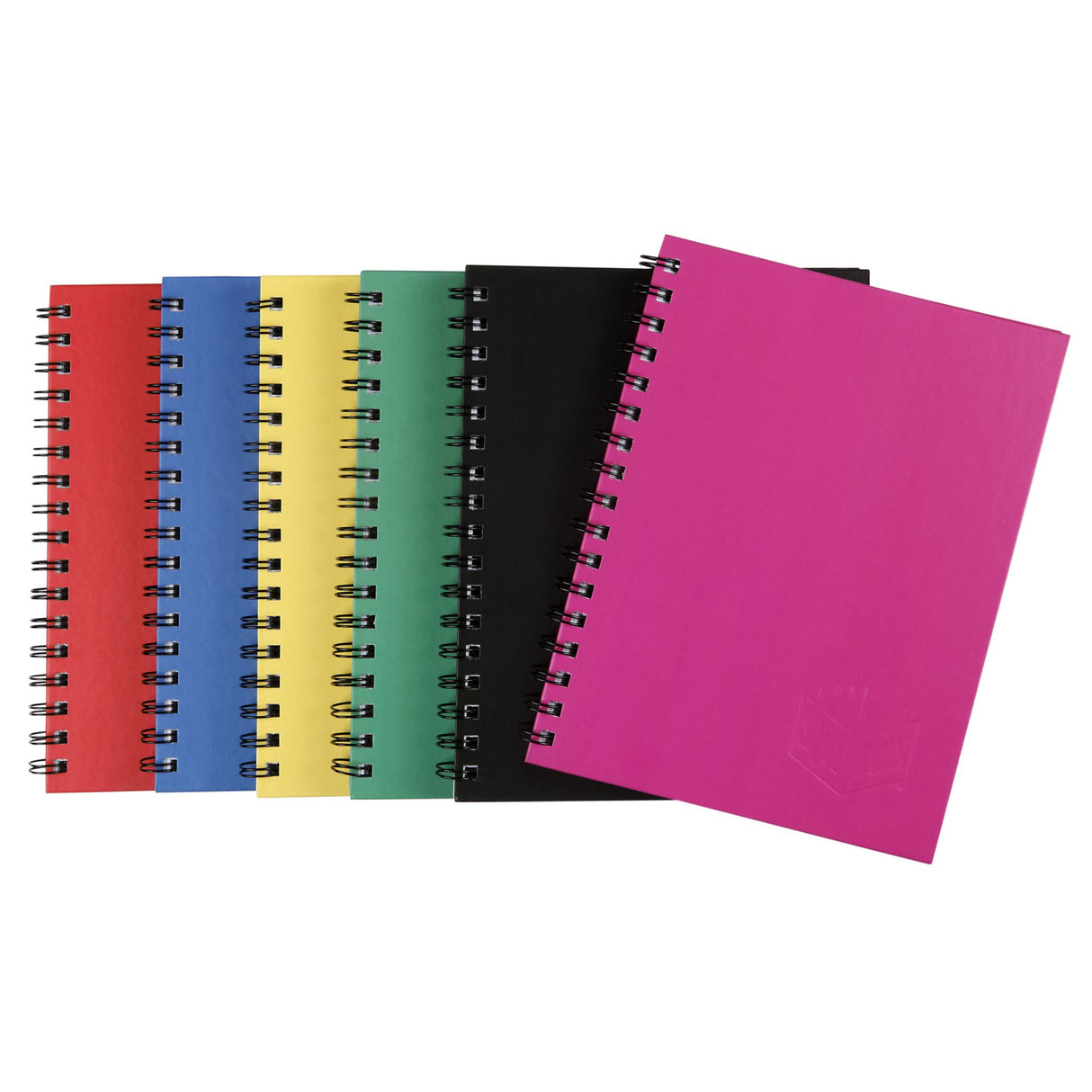 Durable A4 hard cover notebook with 200 ruled pages, twin wire binding, and a bonus 4-year calendar.