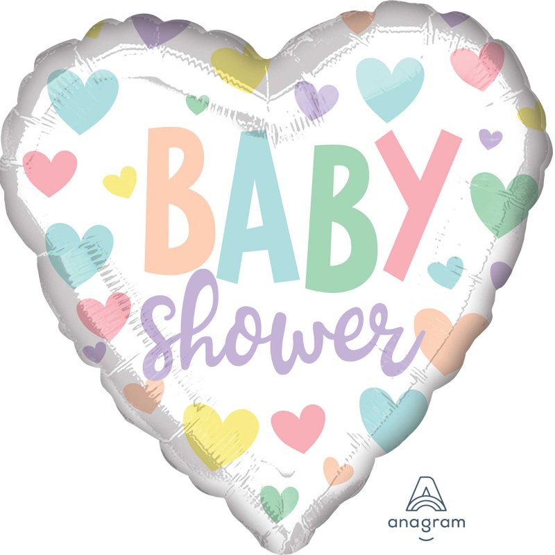 Vibrant 45cm foil balloon with 'Love' theme, perfect for baby showers and celebrations, self-sealing for easy use.
