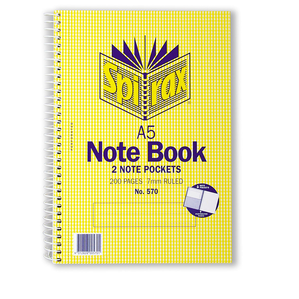 Spirax 570 A5 Notebook with 200 ruled pages, side-opening design, and durable covers for seamless note-taking.