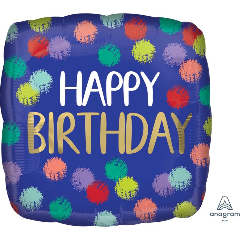 Vibrant 45cm brushed foil balloon with self-sealing feature, perfect for elevating birthday celebrations.