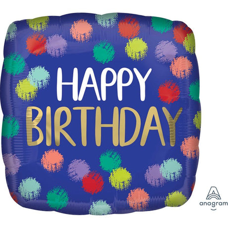 Vibrant 45cm brushed foil balloon with self-sealing feature, perfect for elevating birthday celebrations.