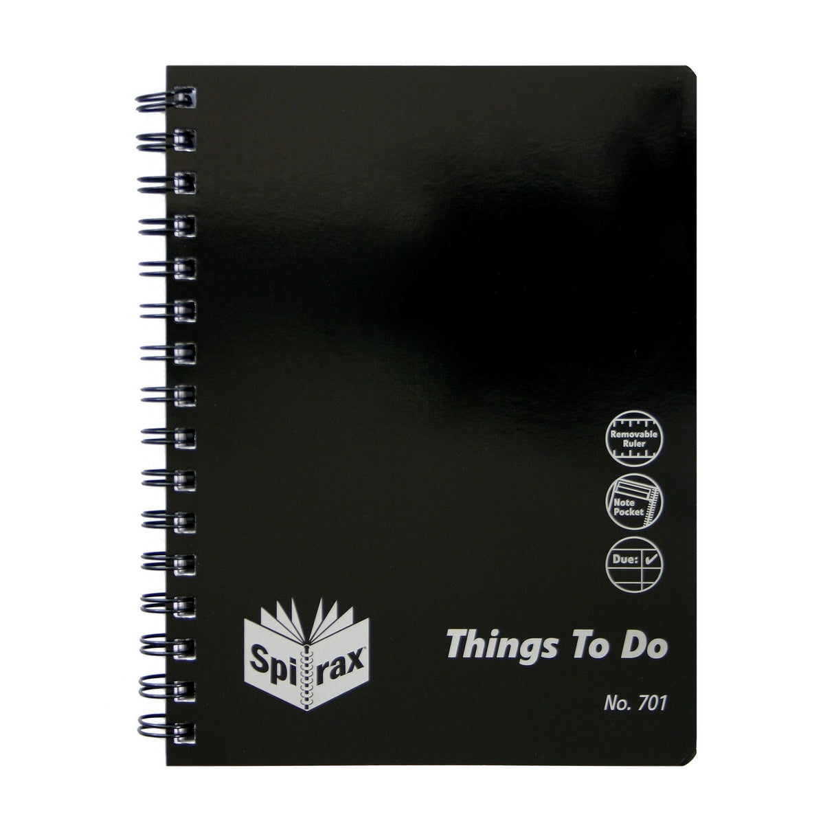 A5 Spirax 701 Things To Do notebook with a durable cover, wiro binding, and TO-DO list checkboxes for easy organization.