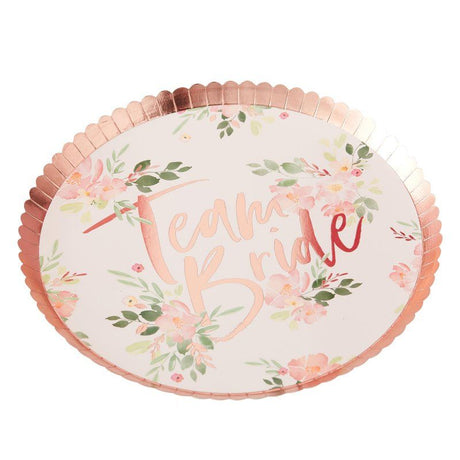 Pack of 8 floral hen party paper plates (24cm) for stylish celebrations and easy cleanup.