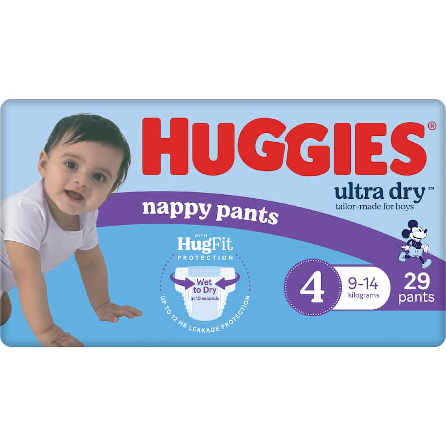 Huggies Ultra Dry Nappy Pants Toddler Boys 9-14kg Size 4 29pack