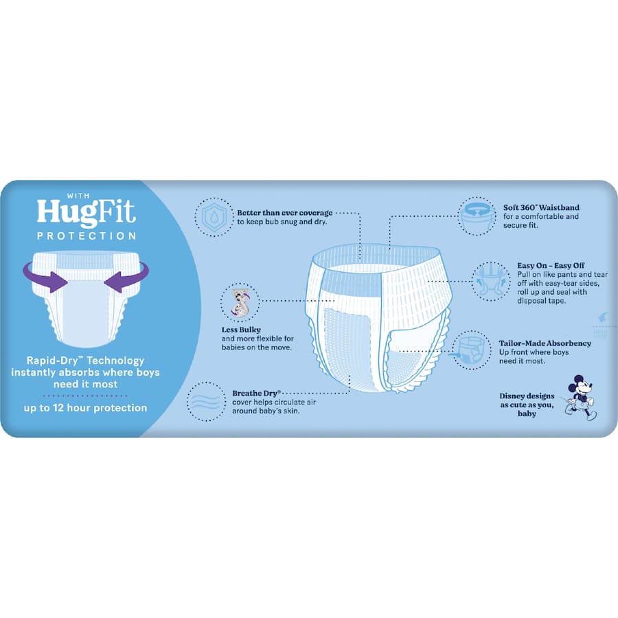Huggies Ultra Dry Nappy Pants Toddler Boys 9-14kg Size 4 29pack