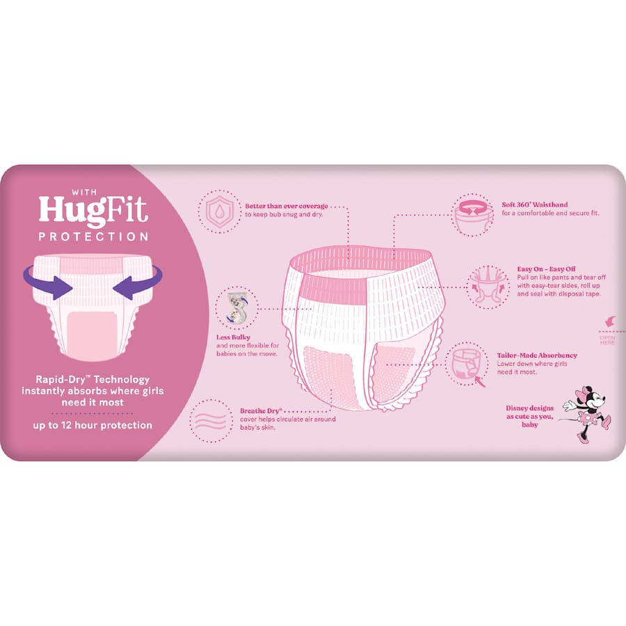 Huggies Ultra Dry Nappy Pants Walker Girls 12-17kg Size 5 26pack