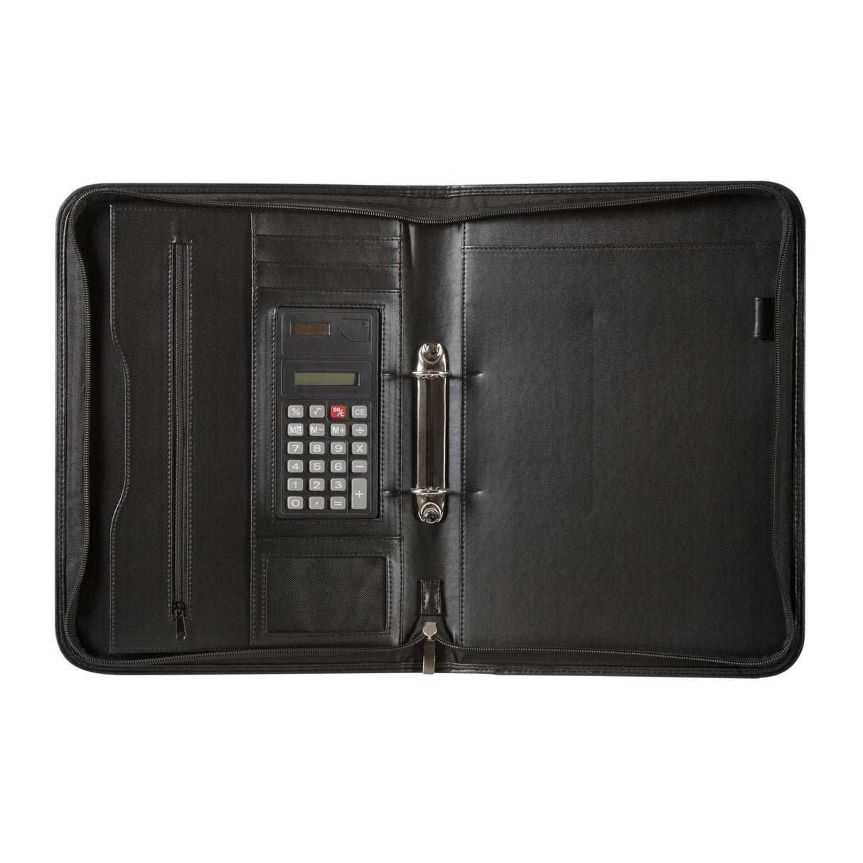 Spirax Zippered 2 Ring Compendium A4 with durable exterior, storage pockets, calculator, and business card pocket for professionals.