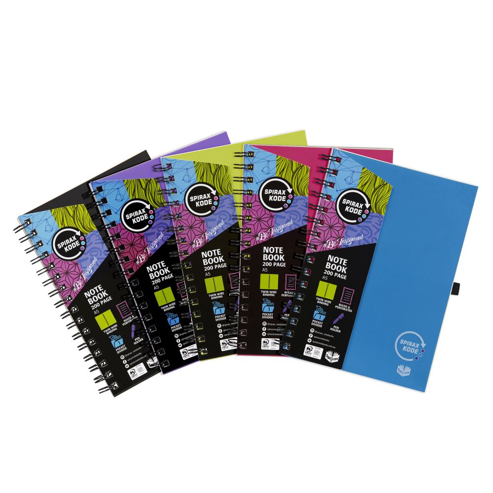 Spirax Kode Note Book P963 A5 200 Page Assorted