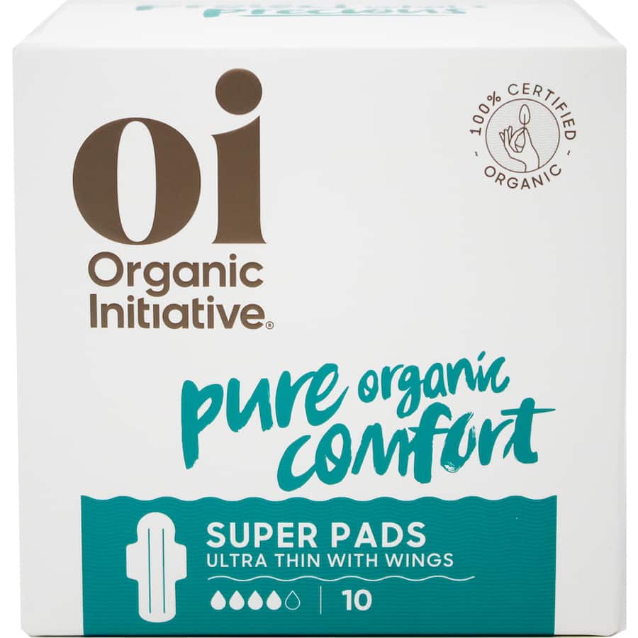 Oi 100% Organic Cotton Pads Ultra Thin Super 10pack
