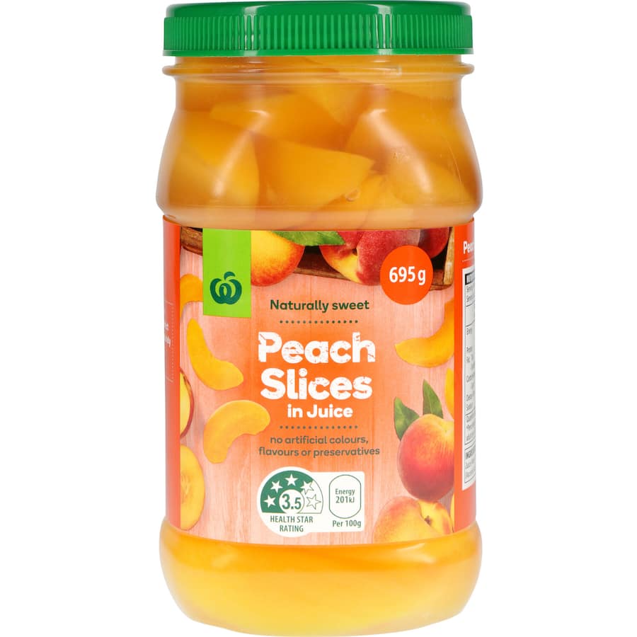 Woolworths Peach Slices In Juice Plastic jar 695g
