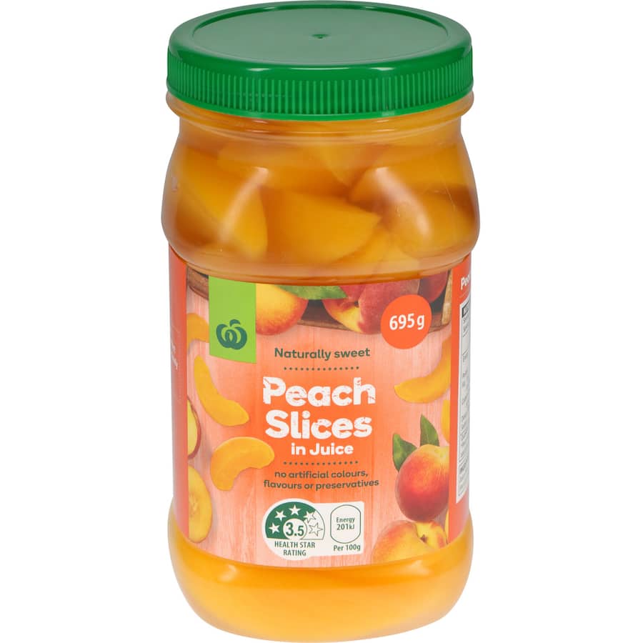 Woolworths Peach Slices In Juice Plastic jar 695g