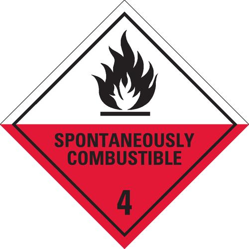 Dangerous Good Label | Spontaneously Combustible 4 W100mm x H100mm (Roll of 500)