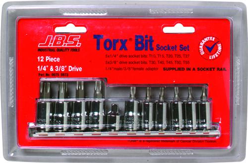JBS 12 Piece Torx Socket Set 1/4" & 3/8" (Set)