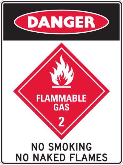 Danger Sign | Flammable Gas 2-W450mm x H600mm-Single Sided