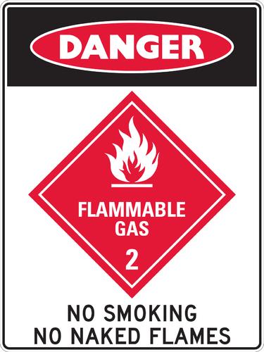 Danger Sign | Flammable Gas 2 W450mm x H600mm (Single Sided) - Standard