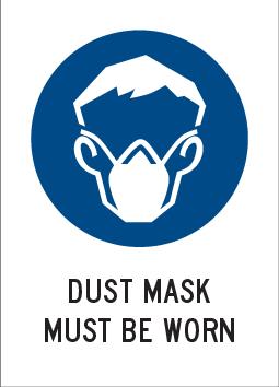 Mandatory Sign | Dust Mask Must Be Worn W90mm x H125mm (Pack of 5)