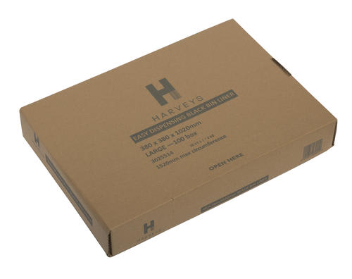 Harveys Refuse Bag - Black Bin Liner 75L 380 x 380 x 1020mm 100 (Box)
