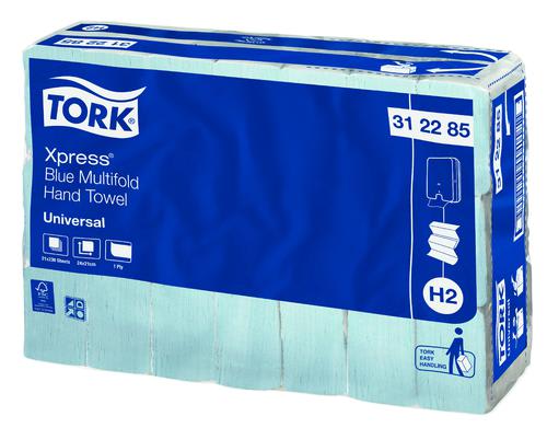 Tork H2 Xpress 1ply Multifold Paper Towel Blue 230 Sheets (Case of 21 Packs)