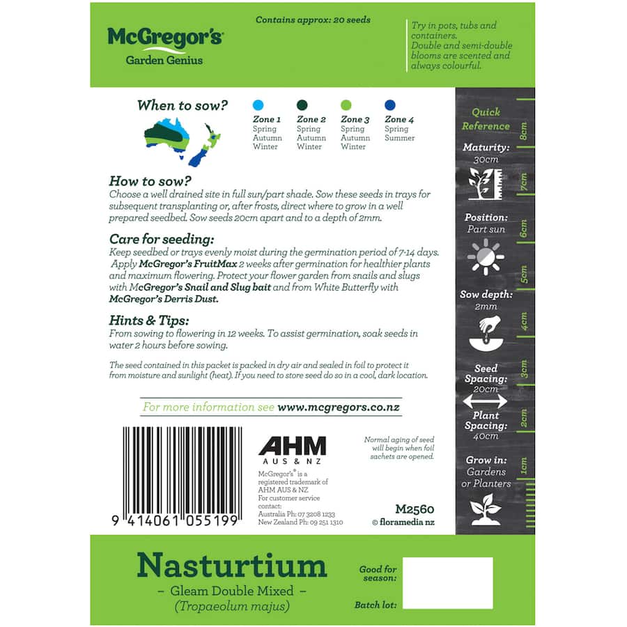 Mcgregors Flower Seeds Nasturtium Gleam