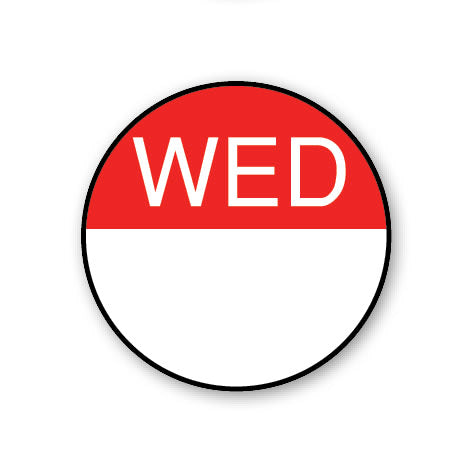 Wednesday Day Label Red on White 24mm 1000 (Roll)