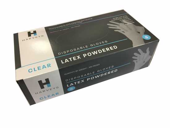 Harveys Latex Clear Powdered Gloves XLarge 100pk (Packet)