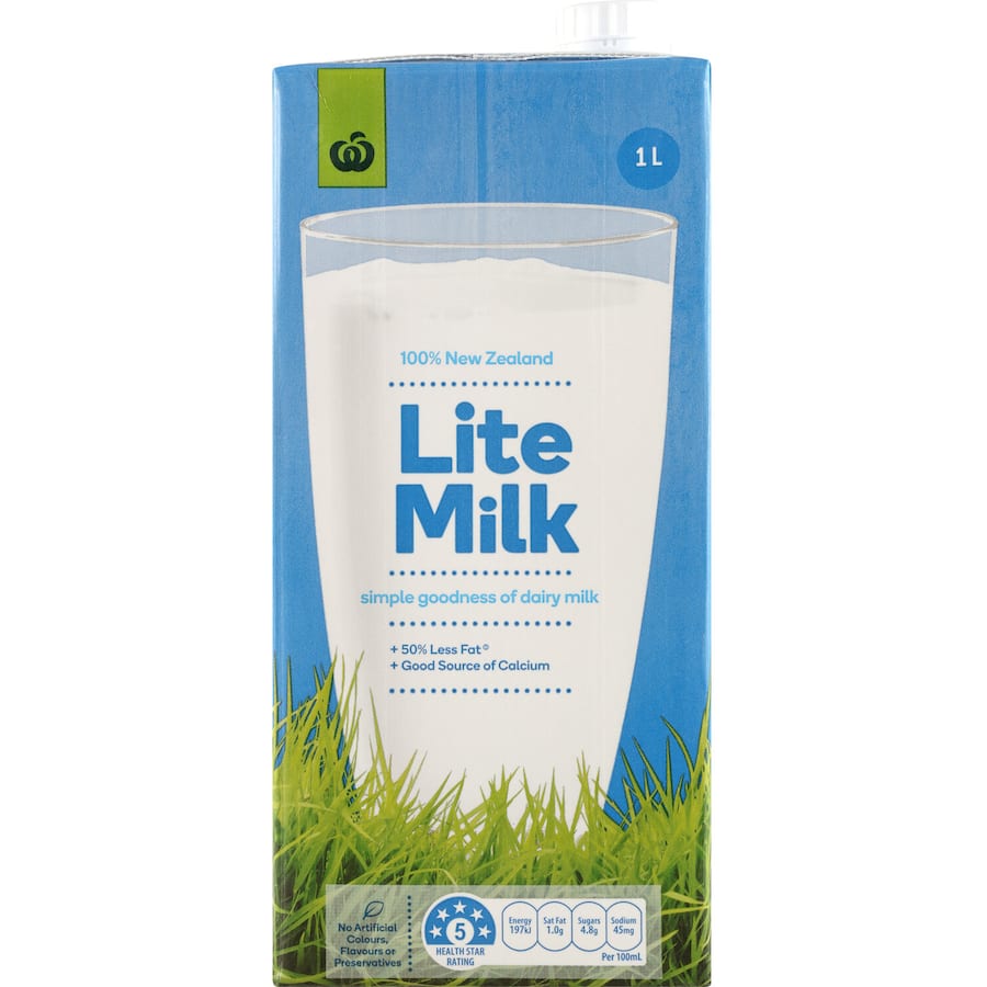 Woolworths Milk Lite Uht Carton 1L