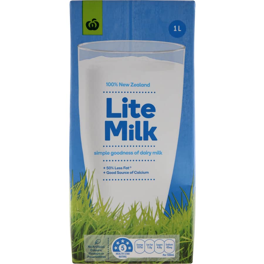 Woolworths Milk Lite Uht Carton 1L