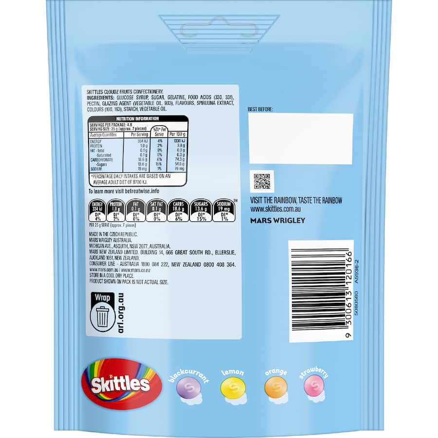 Skittles Sweets Cloudz Fruit 120g